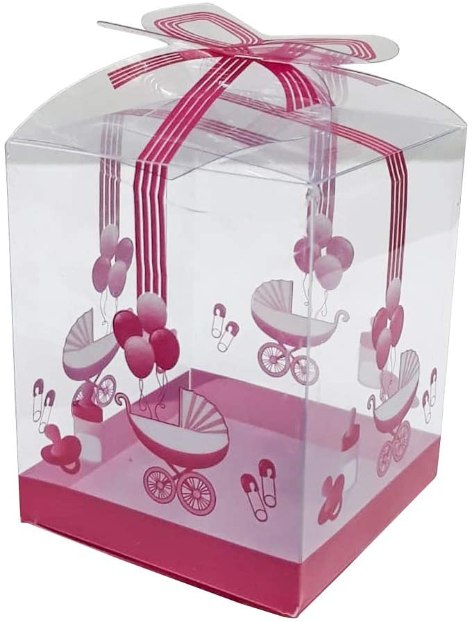 12 Pc Pack Baby Shower Clear Gift Boxes for Boys - 5.5x5.5x7 Cm gift box - Willow