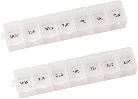 Pill Box 2pcs Weekly Pill Holder Rotated 7 Slot Vitamin Medicine Box Case Organizer Container (Pink)