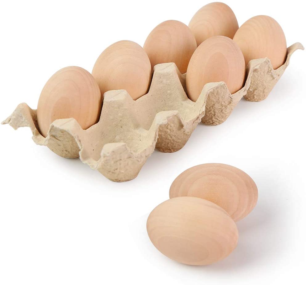 8Pcs Wooden Fake Easter Eggs for Children DIY Game,Kitchen Craft