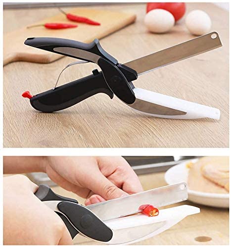 2-in-1 Clever Cutter Chopper Kitchen Knife with Cutting Board, Vegetable Slicer Fruit Cutter