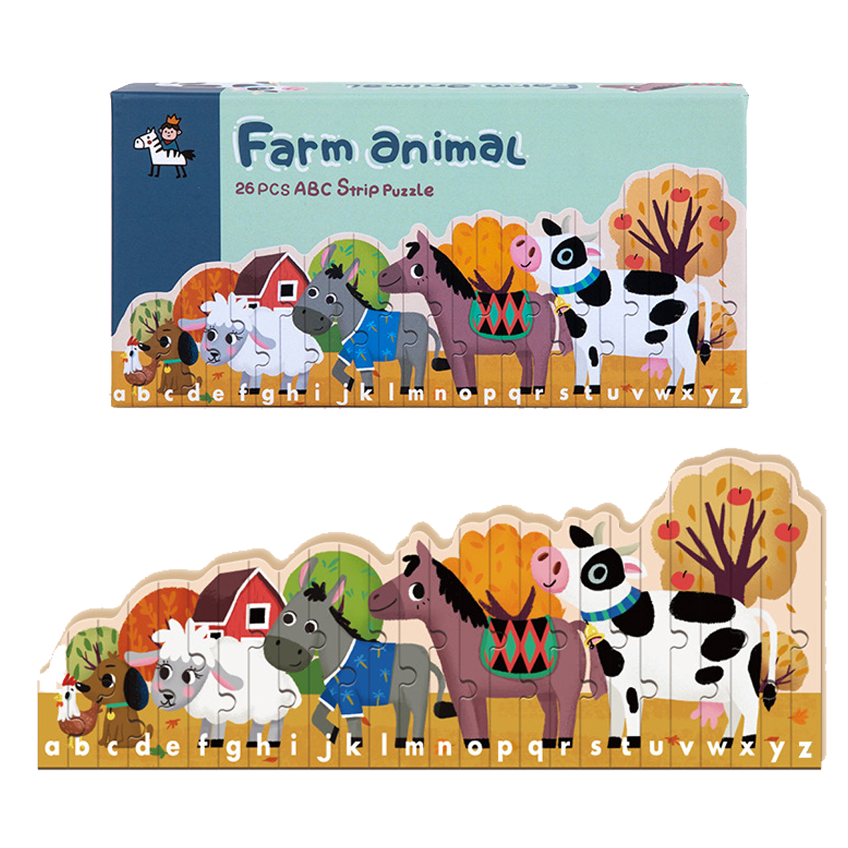 Emma Strip 3D Puzzles Toy Wooden Jigsaw Puzzle 26 Pcs (Farm Animals)