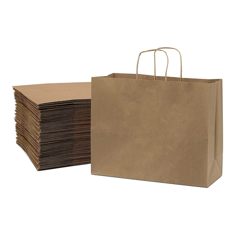 12pc Kraft Paper Bags with Twisted Paper Handle Size : 43x40x14cm White - Willow