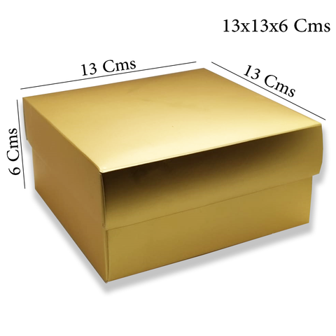 Small Square 12Pc Pack Premium GOLD Kraft Two Piece Gift Boxes 13 x 13 x 6 Cms - Willow