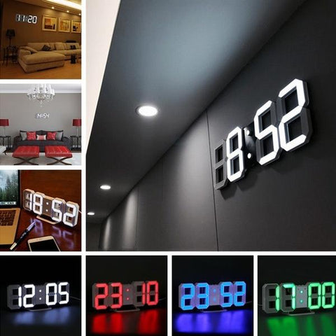 LED Digital Numbers Wall Clock with 3 levels Brightness (21.5cm x 4cm x 8.5cm) Small