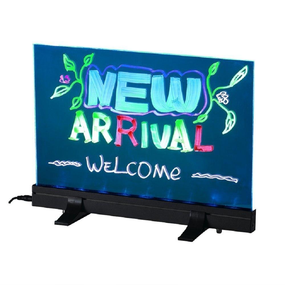 Flashing Illuminated Erasable Neon LED Message Menu Sign Clear Glass Writing Board 16 "x 12 " - SquareDubai