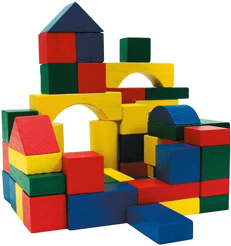 Block Set Assorted Design Emma 100 PCS Multifaceted Colorful Wooden Block Set Building Block for ...