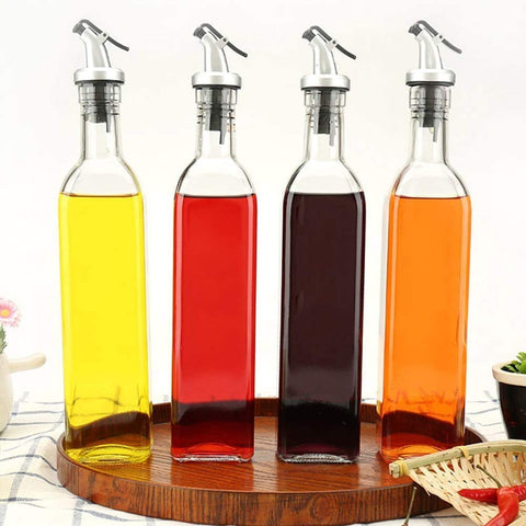 Vinegar and Olive Oil Dispenser Glass Bottle  with Lever-Release Snap Lids for Controlled Pouring 2 Pack