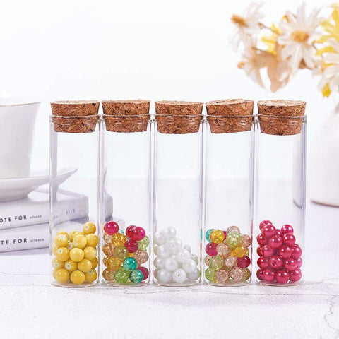 50 Pack 55Ml Glass Tubes Bottles Transparent Decoration Bottles With Cork Stoppers For Arts, Crafts And Other Small Projects Glass Test Tubes - 55ml