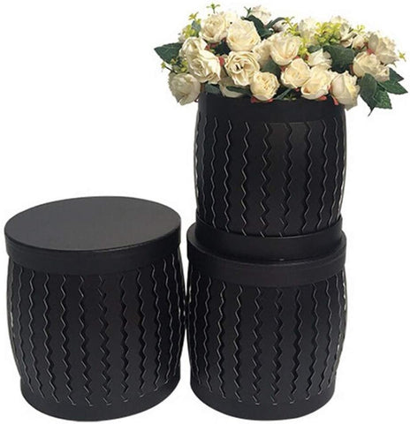 Black Color Flower Box Cylinder Party Gift Boxes 3Pcs Set
