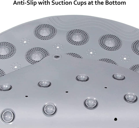 Bathroom Shower Mat, Non-Slip Silicone Foot Massage Bath Mat with Suction Cups