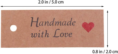 100Pcs Kraft Gift Wrapping Tag Baking Tags Handmade Love Printed Baking Tag For Gift Package - WILLOW