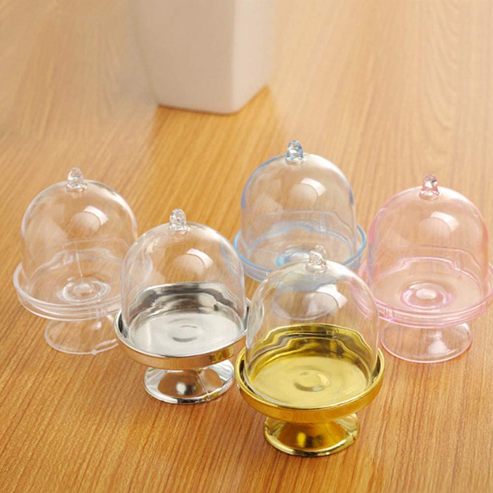 6pcs Mini Cake Stand Shape Candy Box Transparent Tray Modeling Sugar Holder Wedding Favor Boxes Party Supplies