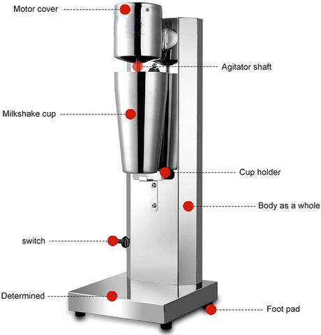 Single-Head Electric Milkshake Machine - Commercial Stainless Steel Smoothie Maker