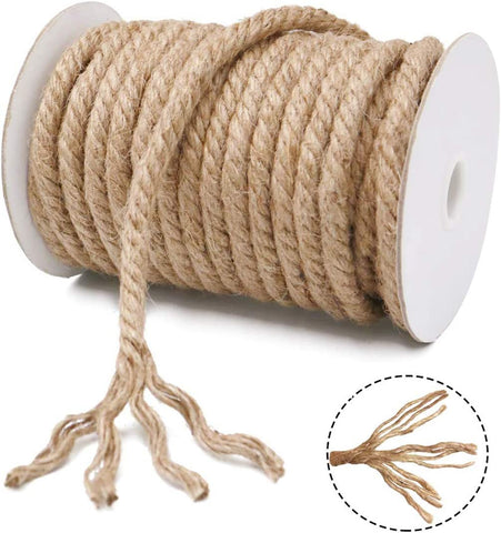 10Mtr Jute Rope 10MM Natural Jute Burlap Twine String Hessian Rope Cord Craft for Industrial, Packaging - Willow