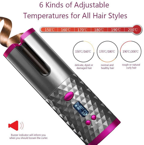 New Cordless Auto Curling Iron Hair Curlers Waves