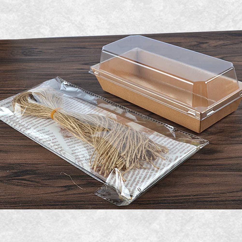 Rectangular Kraft Paper Sandwich Wrapping Boxes with Plastic Clear Lids 10Pc Pack - Willow