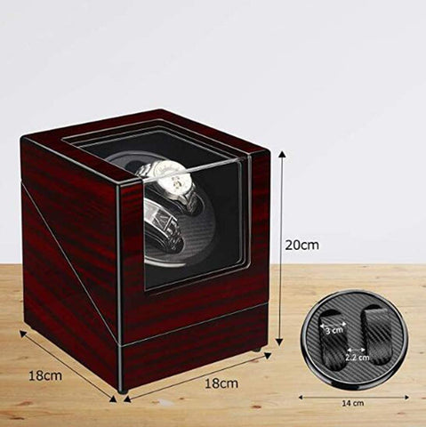 Double Automatic Watch Winder, Wood Turning Double Watch Display Storage Box Case