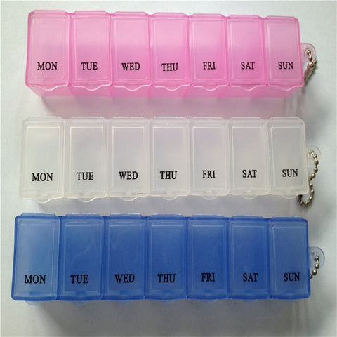 Pill Box 2pcs Weekly Pill Holder Rotated 7 Slot Vitamin Medicine Box Case Organizer Container (Blue))