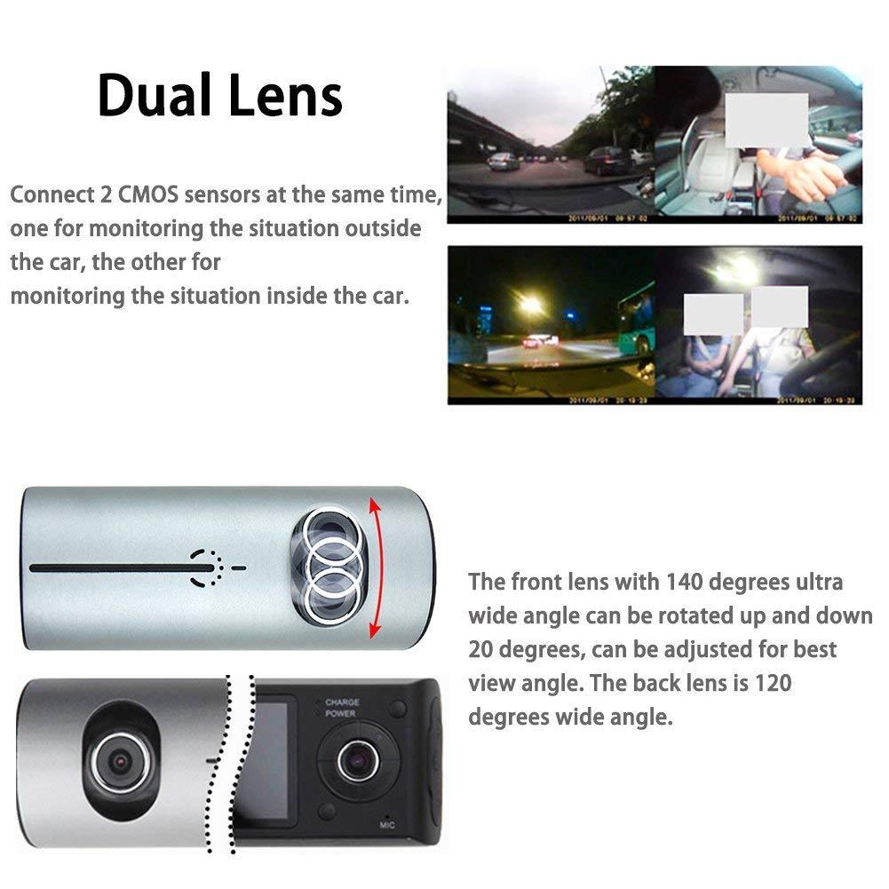 Dual Lens Dash Cam,2.7" Car DVR Vehicle Camera Video Recorder with GPS Module G-Sensor - SquareDubai