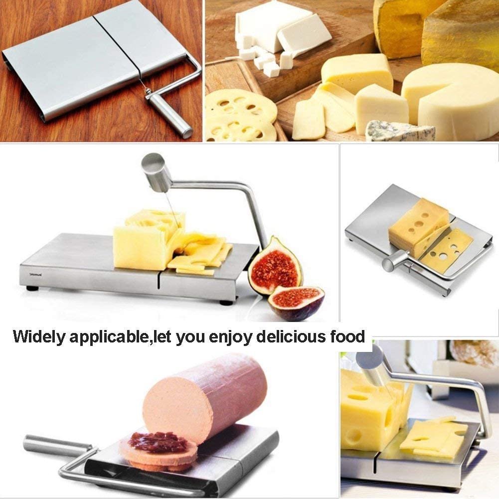 Cheese/Butter Slicer, Stainless Steel Cutter with Durable Wire & Cutting Board