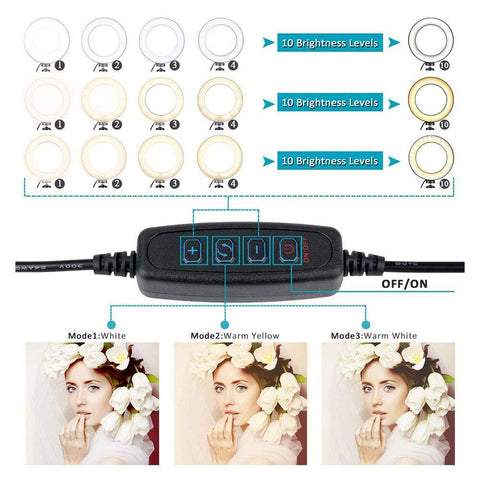 Selfie Ring Light with Tripod Stand and Phone Holder 10 Inches