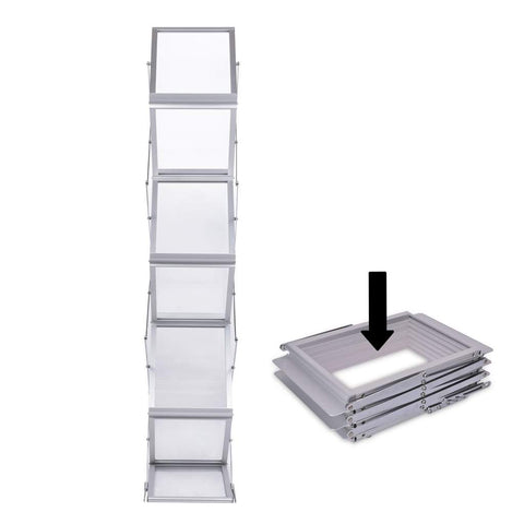 Zigzag Brochure Stand A4 Foldable Silver/White with Box