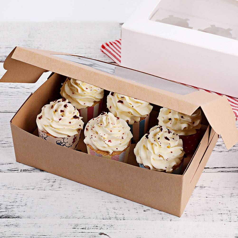 Willow Kraft Paper Cup Cake Box for Home Dessert Shop  12 Cavities (10Pc Pack)