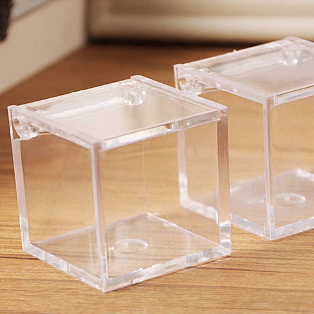 Clear Acrylic Storage Box with Hinged Lid - 8 x 8 x 8 Cms (12 Pcs Pack)