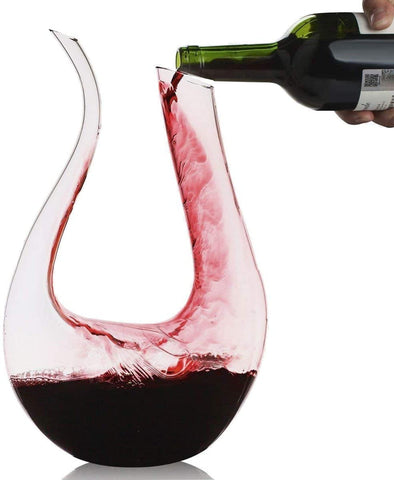 Wine Decanter 1.2Ltr U Shape Classic Wine Aerator, Red Wine Carafe, Wine Gifts, Wine Accessories