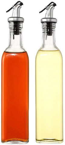 Vinegar and Olive Oil Dispenser Glass Bottle  with Lever-Release Snap Lids for Controlled Pouring 2 Pack