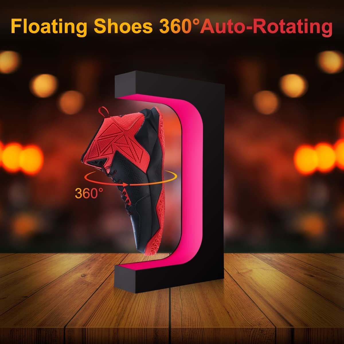 Levitating Shoe Display Stand Floating Sneaker Stand with Remote 16 Colors LED Light Rotating Magnetic Levitation