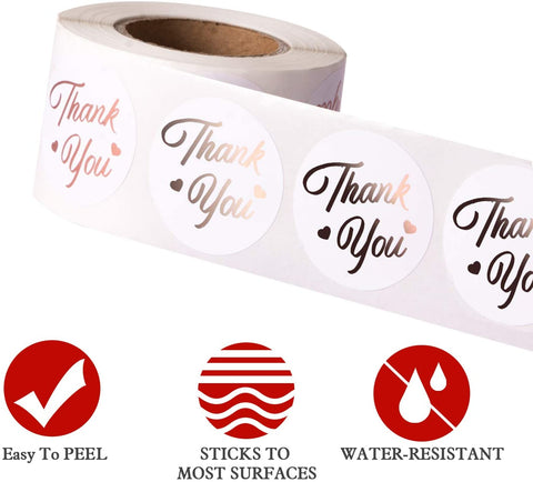 Willow Gilding Bronze Gold Thank You Stickers Roll 1.5 Inch ,500 Pcs in Box - Willow