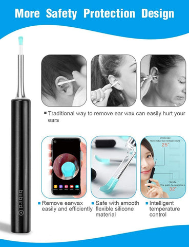 R1 Intelligent Visual Ear Sticks Endoscope 300W High Sensitivity Earpick Mini Camera Otoscope Health Ear Cleaner - Bebird