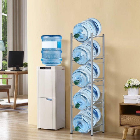 Water Bottle Rack Storage 5 Tier Shelf System Stand For 5 Gallon Durable Holder