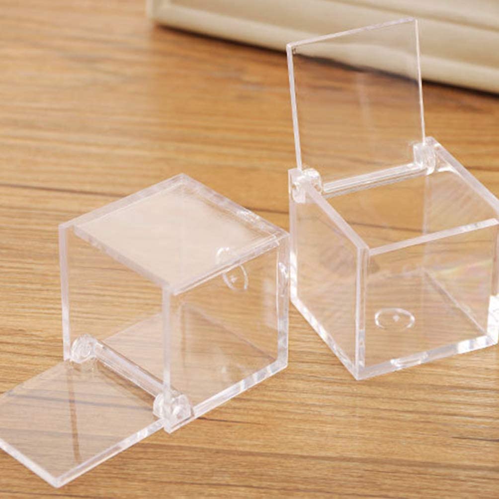 Clear Acrylic Storage Box with Hinged Lid - 10 x 10 x 10 Cms (12 Pcs Pack) - Willow
