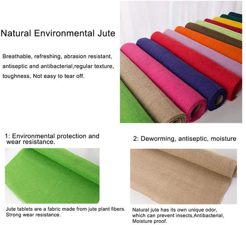 Jute Burlap Fabric Ribbon Roll DIY Sewing Craft Tablecloth Home Decor (50cm x 3m) - Light Green