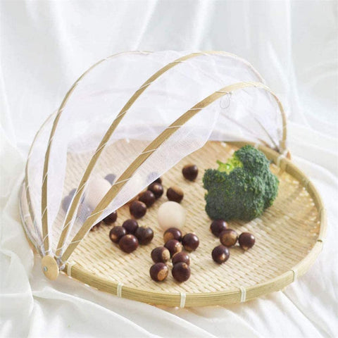 3Pcs Square Bamboo Food Serving Trays with Food Mesh Cover - Willow