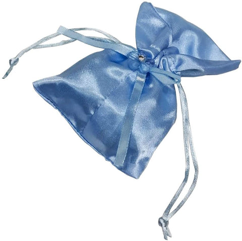 Multipurpose Small Blue Satin Pouches Party Favors Giveaway Gifts 24 pieces - 9x9cm - Willow