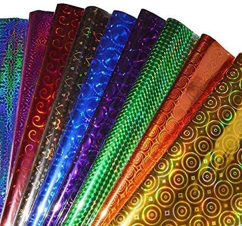 Willow 5 Mixed Multicolour Plastic Double-Sided Holographic Metallic Paper Wrapping 100 Sheets each Colour Total 500 Sheets