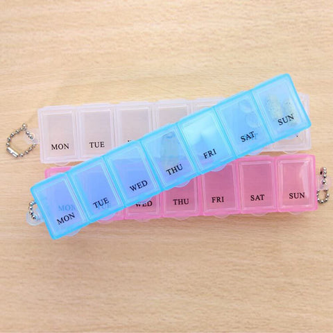 Pill Box 2pcs Weekly Pill Holder Rotated 7 Slot Vitamin Medicine Box Case Organizer Container (White)