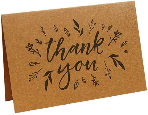 WILLOW 60Pcs Retro Kraft Paper Thank You Cards Greeting Card with Envelopes