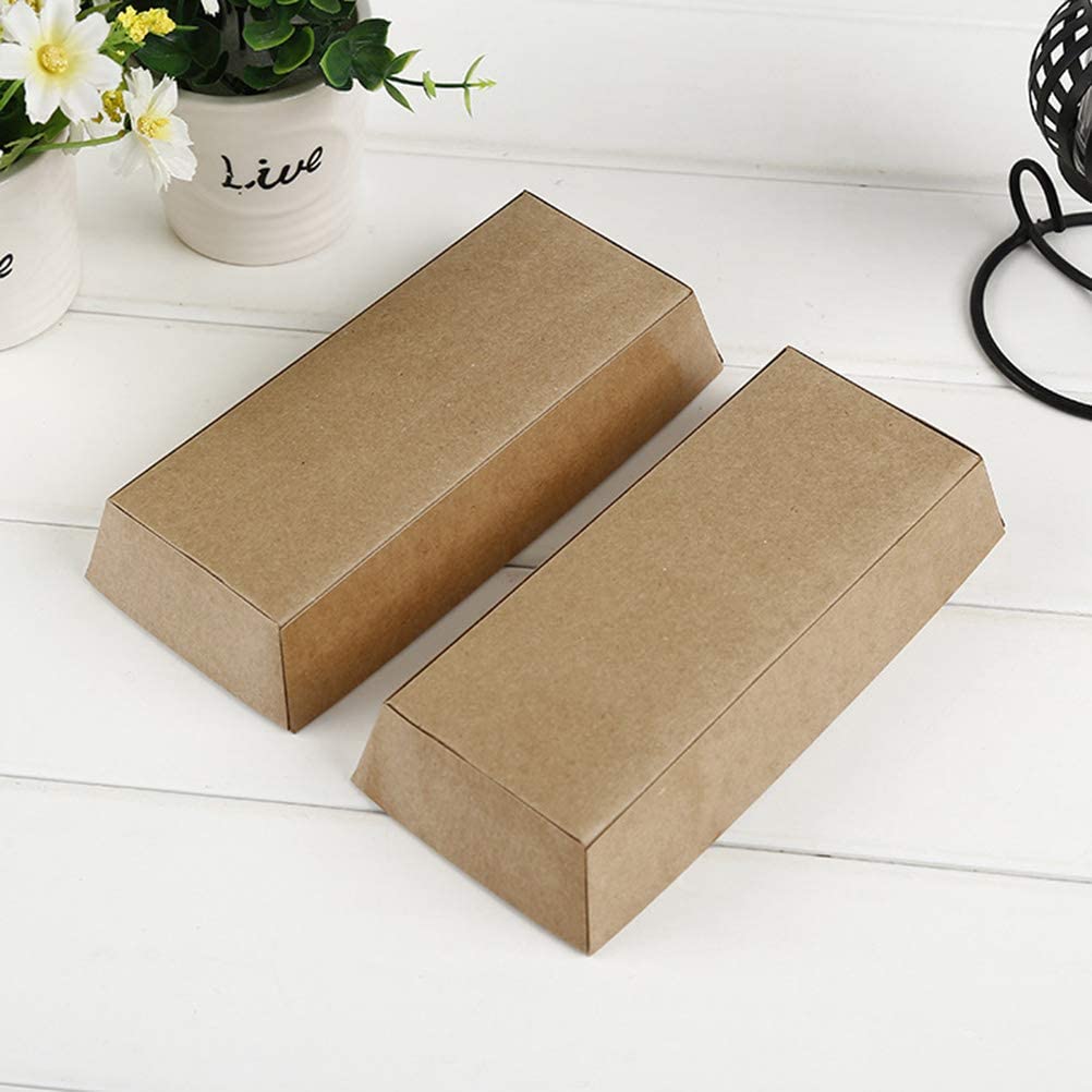 Rectangular Kraft Paper Sandwich Wrapping Boxes with Plastic Clear Lids 10Pc Pack - Willow