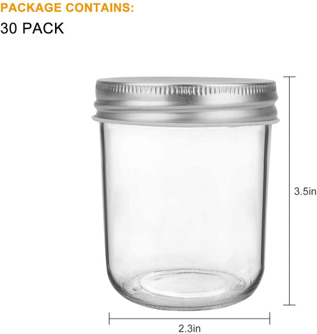 180ml Mason Jars Glass Jelly Jars, Canning Jars With Regular Lids, Ideal for Honey,Jam,Baby Foods,Wedding Favors,Shower Favors, 24 Pack - Willow