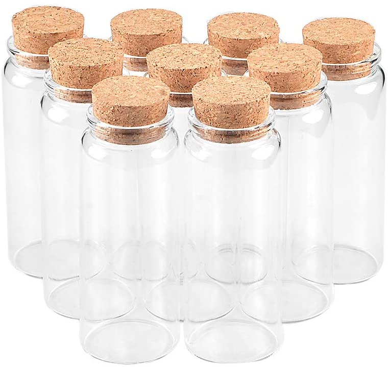 12pcs 80ml Transparent Clear Glass Bottles Jar with Cork Tops for DIY Art Crafts