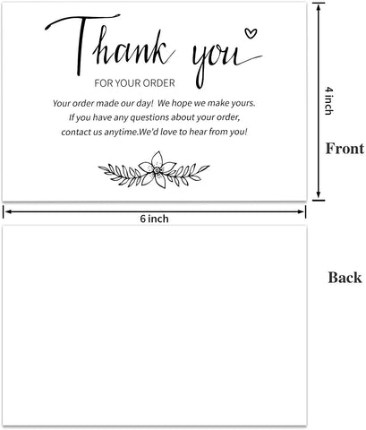 Thank You For Your Order Cards Large Postcards for Support Online Retail Stores, Handmade Goods  6"x 4" (Pack of 100)