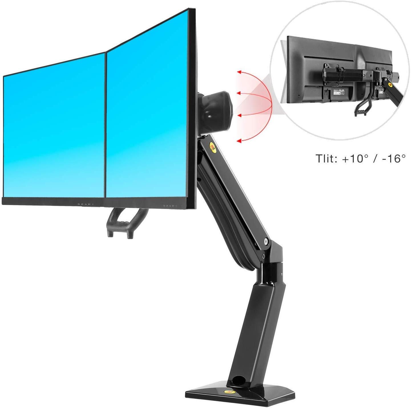 Monitor Mount Dual Desk Monitor Mount Fits 24"-32" Double Screens with Load 4.4 to 33lbs (Black) (22-32", Dual Monitor - NB