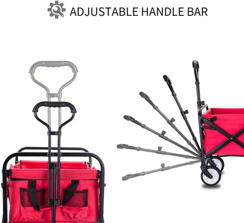 Folding camping multi-function shopping cart, red color shopping trolley - Black