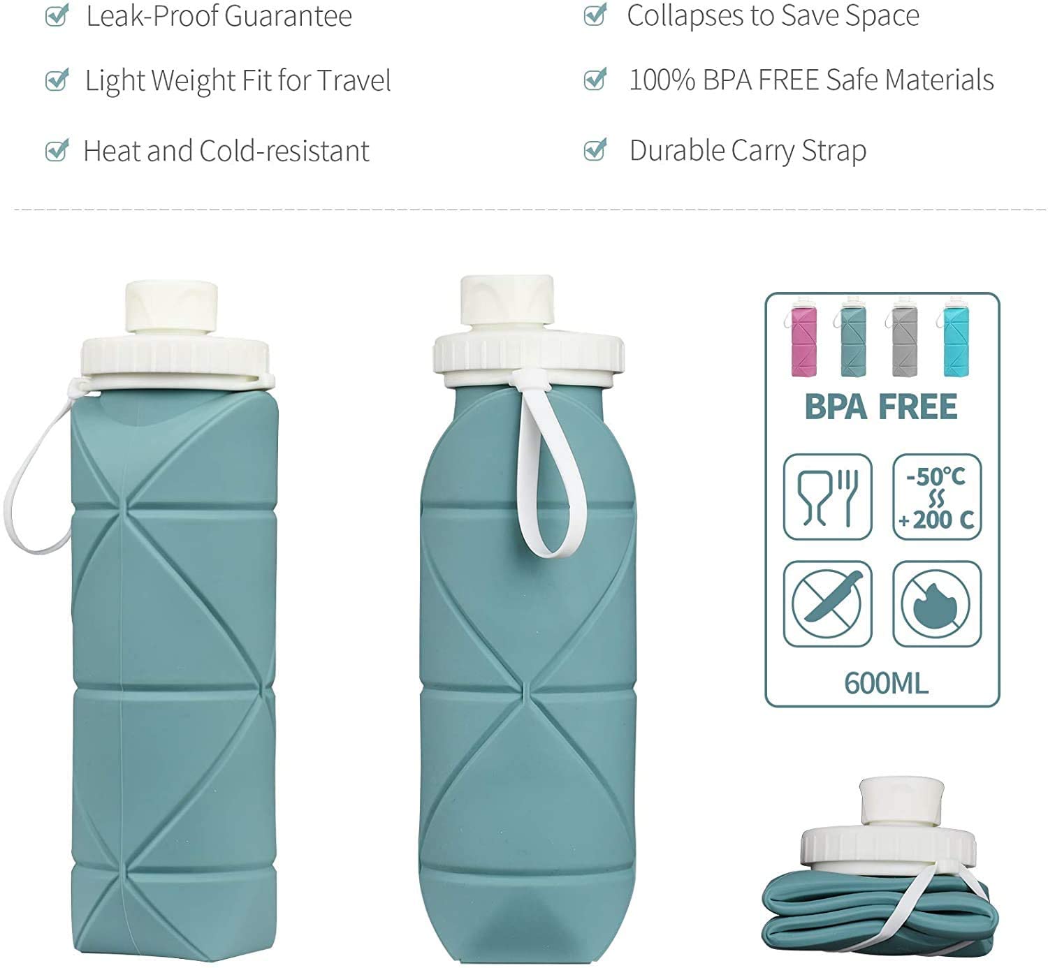 Silicone Collapsible Water Cup Mini Kettle Outdoor Sports Portable Travel Cycling Telescopic Cup - Grey