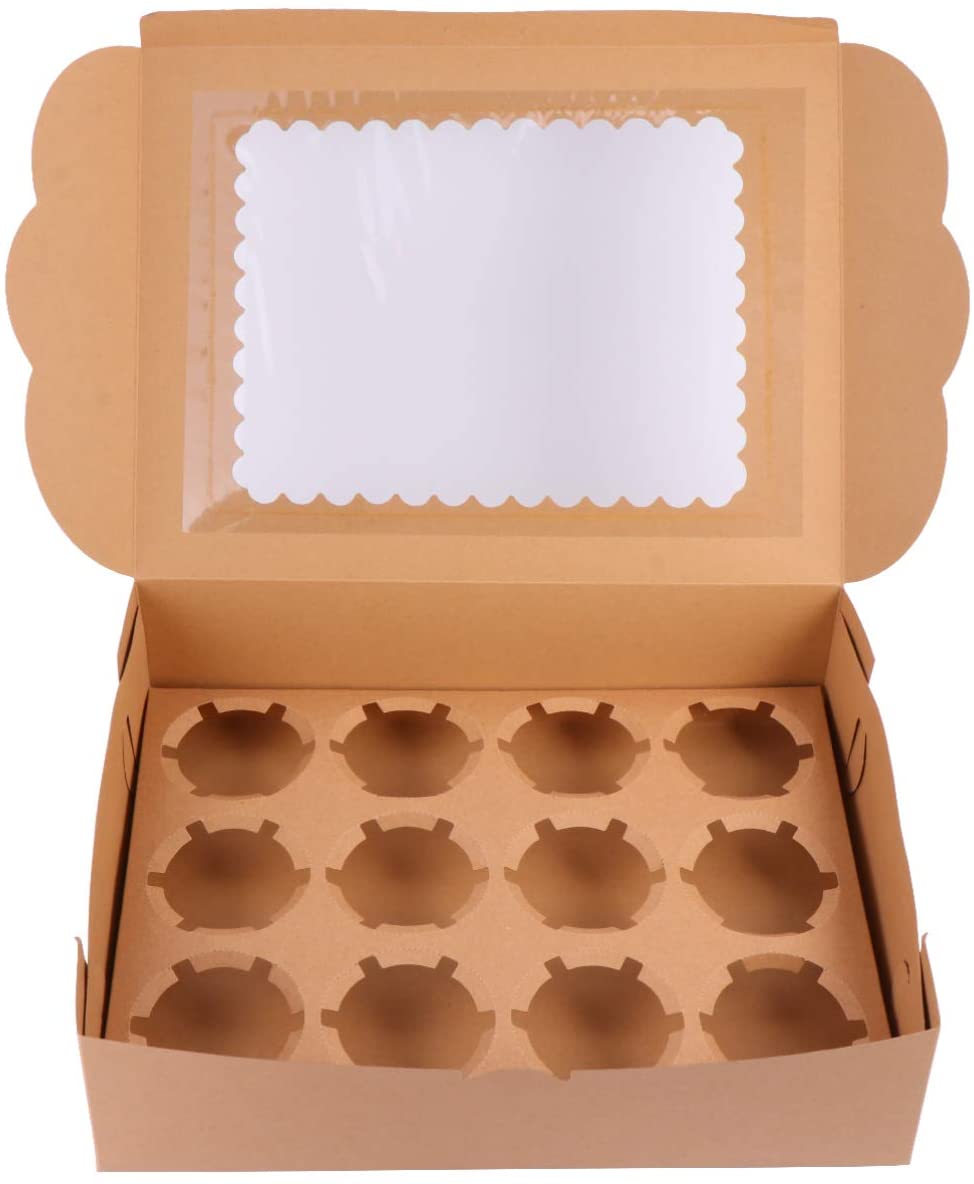 Willow Kraft Paper Cup Cake Box for Home Dessert Shop  12 Cavities (10Pc Pack)