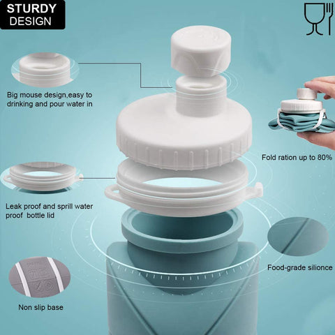 Silicone Collapsible Water Cup Mini Kettle Outdoor Sports Portable Travel Cycling Telescopic Cup - Grey